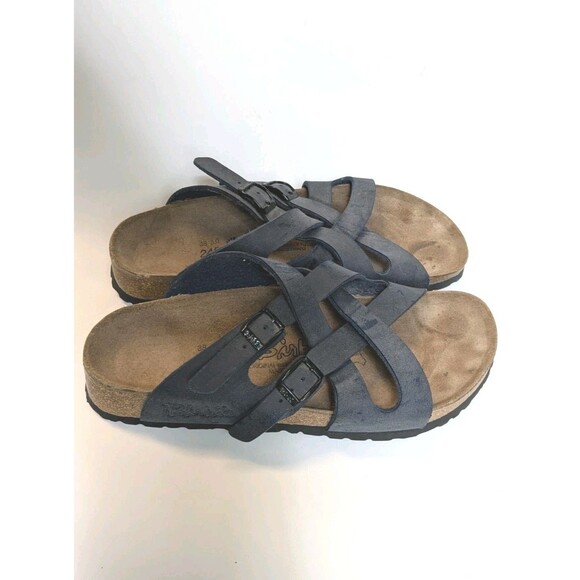 Birki’s Birkenstock Sandals Calais Navy Criss Cross Sz 38 Women's 7 M5 Narrow - Picture 10 of 10